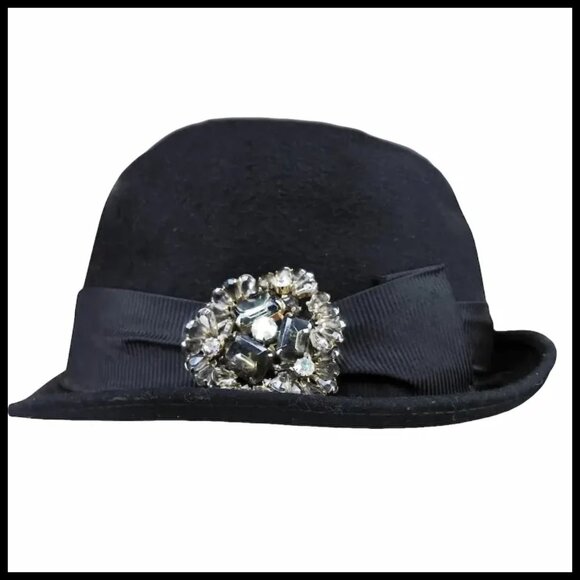 Rhinestone Brooch Big Gray Black Statement Pin 70s Vintage ON SALE - Picture 3 of 16